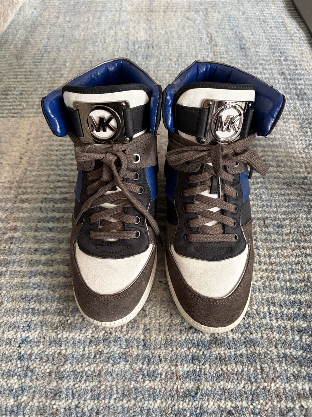 Michael Kors Women's High-Top Sneakers in Blue, Charcoal Grey, Black & White